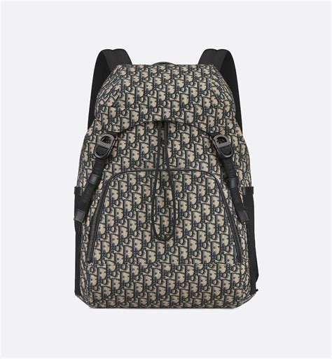 Mini Rider Backpack Beige and Black Dior Oblique Jacquard